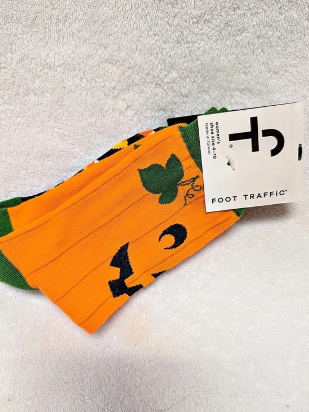 Foot Traffic Jack o Lantern Women's Novelty Socks Novelty Crew Socks